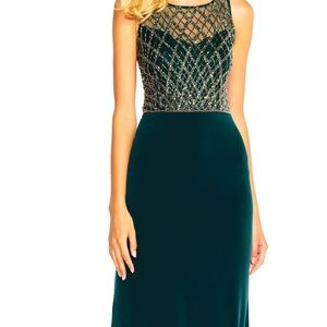 jersey mermaid gown with beaded bodice NWT 16